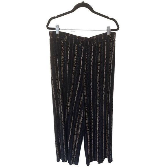 Chico’s Travelers Wide Leg Black Slinky Chain All Over Print Casual Pants Sz XL - Picture 1 of 14